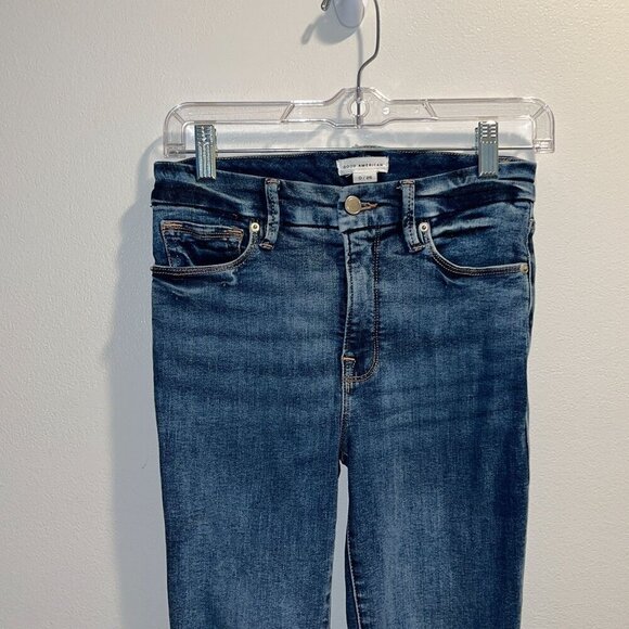 Good American Womens Skinny Jeans 0/25 Mid-Rise Stretch Denim Fit - Picture 2 of 9